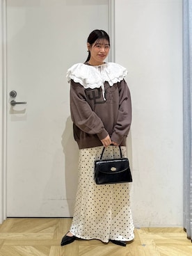 「アイテム（付け襟）」を使った、まゆゆさん（レディース・159cm）の秋コーディネート