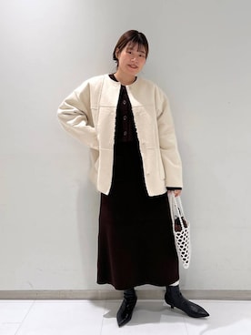 「アイテム（モカシン/デッキシューズ）」を使った、まゆゆさん（レディース・159cm）の秋コーディネート
