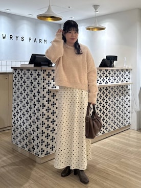 「アイテム（チョーカー）」を使った、まゆゆさん（レディース・159cm）の冬コーディネート