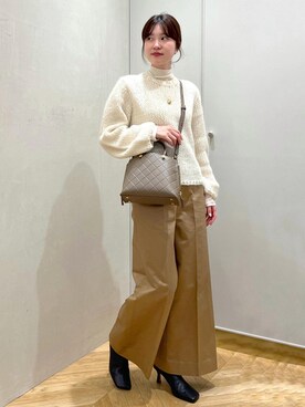 「ROPE'（ロペ）のテンセルカシミヤシアーカットソー（Tシャツ/カットソー）」を使った、rihoさん（レディース・160cm）の秋コーディネート