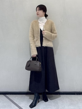 「ROPE'（ロペ）のランダムパールショートネックレス（ネックレス、ホワイト系）」を使った、rihoさん（メンズ・160cm）の秋コーディネート