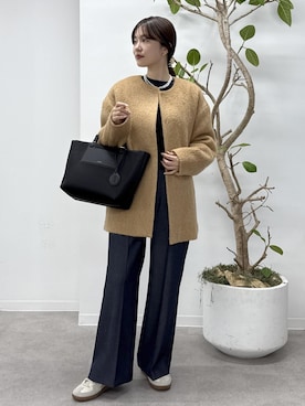 「ROPE'（ロペ）のストレッチレースカットソー/イージーケア（Tシャツ/カットソー）」を使った、rihoさん（レディース・160cm）の冬コーディネート