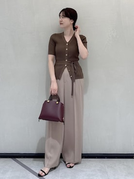 「ROPE'（ロペ）のアイテム（ニット/セーター）」を使った、rihoさん（レディース・160cm）の夏コーディネート