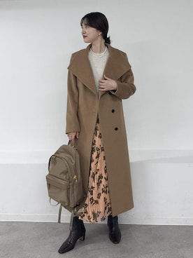 「アイテム（ステンカラーコート）」を使った、rihoさん（レディース・160cm・20代）の秋コーディネート