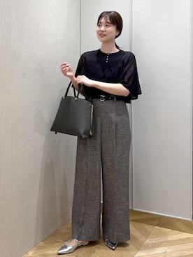 「ROPE'（ロペ）の【E'POR】Y BAG Medium/通勤・軽量・26SS（トートバッグ、グリーン系）」を使った、rihoさん（メンズ・160cm）の春コーディネート