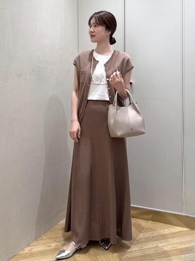 「ROPE'（ロペ）の2WAYキューブボックスレザーハンドバッグ（ハンドバッグ、グレー系）」を使った、rihoさん（メンズ・160cm）の夏コーディネート