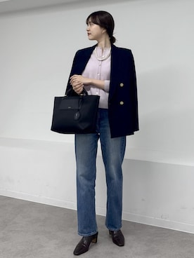 「E'POR（エポール）の【E'POR】【撥水加工・超軽量】 BOAT BAG Medium【25AW】（トートバッグ）」を使った、rihoさん（レディース・160cm）の秋コーディネート