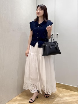 「ROPE'（ロペ）の【E'POR】A BAG Medium/通勤・26SS新型（ハンドバッグ、ブラック系）」を使った、rihoさん（メンズ・160cm）の夏コーディネート