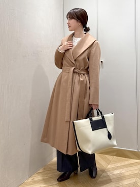 「ROPE'（ロペ）のストレッチレースカットソー/イージーケア（Tシャツ/カットソー）」を使った、rihoさん（レディース・160cm）の秋コーディネート