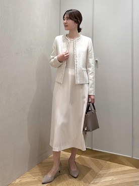 「アイテム（ノーカラージャケット）」を使った、rihoさん（レディース・160cm・20代）の冬コーディネート