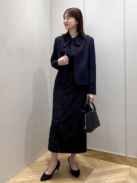 「アイテム（ノーカラージャケット）」を使った、rihoさん（レディース・160cm）の秋コーディネート