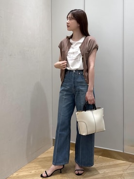 「ROPE'（ロペ）の【E'POR】BAMBOO BAG Medium/軽量・通勤・26SS新色（ハンドバッグ、ホワイト系）」を使った、rihoさん（メンズ・160cm）の夏コーディネート