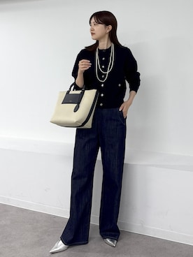 「E'POR（エポール）の【E'POR】【撥水加工・超軽量】 BOAT BAG Medium【25AW】（トートバッグ）」を使った、rihoさん（レディース・160cm）の秋コーディネート