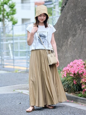 「ロング」｜「アイテム（帽子）」を使った、rihoさん（レディース・160cm）の夏コーディネート