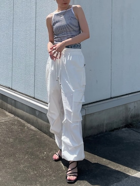 「アイテム（カーゴパンツ）」を使った、ledtokyo 新宿店さん（レディース・165cm）の夏コーディネート