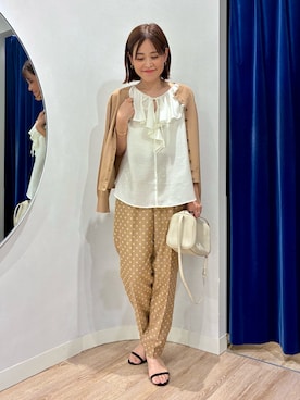 「アイテム（カーディガン/ボレロ、ブラウン系）」を使った、imaiさん（レディース・159cm）の夏コーディネート