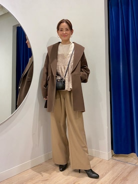 「NOLLEY’S Sophi（ノーリーズソフィ）の《セットアップ対応》ウォッシャブルウール混ツイルハイウエストワイドパンツ（その他パンツ）」を使った、imaiさん（レディース・159cm）の秋コーディネート