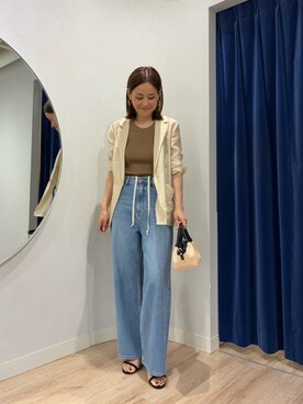 「NOLLEY’S Sophi（ノーリーズソフィ）の《アンサンブル対応》《手洗い可能》イタリー糸ホルターネックタンクトップ（タンクトップ）」を使った、imaiさん（レディース・159cm）の春コーディネート