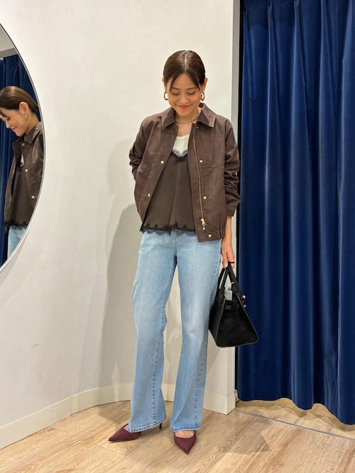 セール】ウォッシャブルレーストリミングサテンキャミブラウス