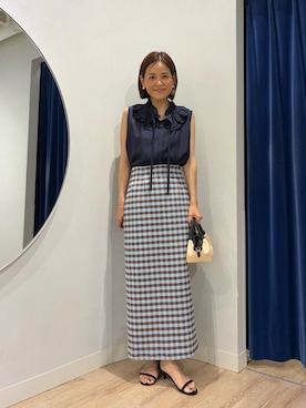 「アイテム（スカート、ブラウン系）」を使った、imaiさん（レディース・159cm）の夏コーディネート