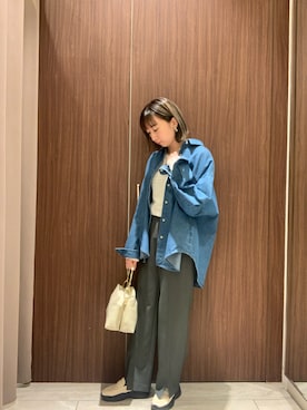 「150cm台コーデ」｜「アイテム（スラックス）」を使った、さきてぃさん（レディース・153cm）の春コーディネート