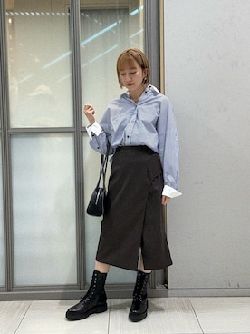 「アイテム（ボストンバッグ）」を使った、さきてぃさん（レディース・153cm）の秋コーディネート