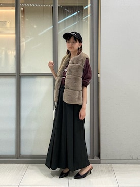 「アイテム（キャップ）」を使った、さきてぃさん（レディース・153cm）の秋コーディネート