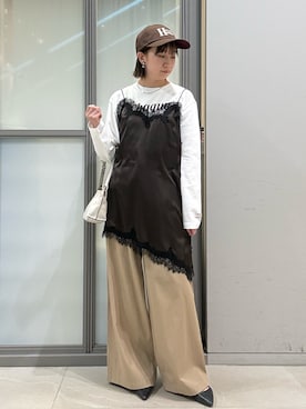 「LY（エルワイ）のアイテム（帽子）」を使った、さきてぃさん（レディース・153cm）の春コーディネート