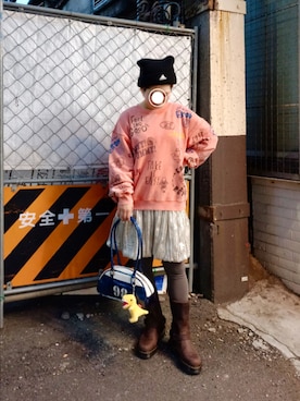 「アイテム（キーホルダー）」を使った、kuuさん（レディース・154cm）の冬コーディネート