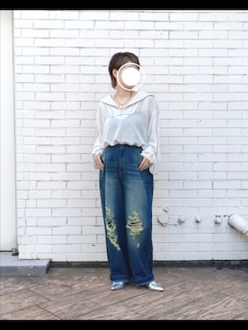 「DOUBLE NAME（ダブルネーム）のアイテム」を使った、kuuさん（レディース・154cm）の夏コーディネート