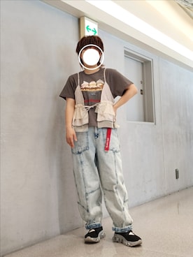 「DOUBLE NAME（ダブルネーム）のアイテム（パンツ）」を使った、kuuさん（レディース・154cm）の春コーディネート