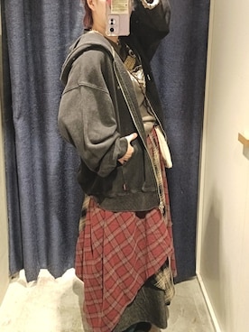 「アイテム（パーカー）」を使った、kuuさん（レディース・154cm）の秋コーディネート