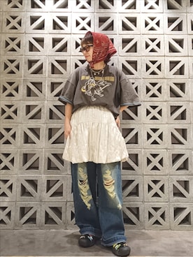 「アイテム（スカート）」を使った、kuuさん（レディース・154cm）の夏コーディネート