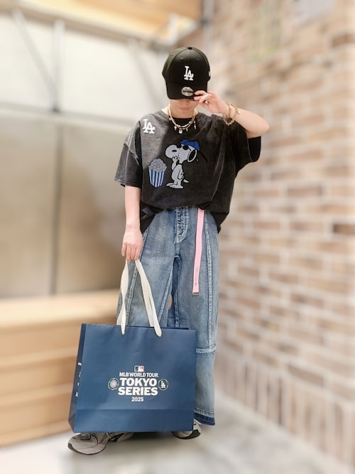 MLB×PEANUTSコラボ POPCORN BIG TEE/ドジャース・ヤンキース・カブス・パドレス・メッツ/ユニセックス