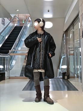 「DOUBLE NAME（ダブルネーム）のアイテム」を使った、kuuさん（レディース・154cm）の冬コーディネート