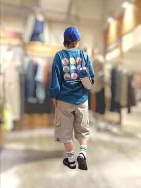 「KEEN（キーン）のアイテム（サンダル、ブラック系）」を使った、kuuさん（レディース・154cm）の夏コーディネート