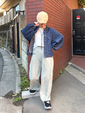 「DOUBLE NAME（ダブルネーム）のアイテム（パンツ）」を使った、kuuさん（レディース・154cm）の春コーディネート