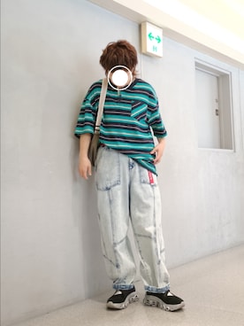 「DOUBLE NAME（ダブルネーム）のアイテム（トップス）」を使った、kuuさん（レディース・154cm）の春コーディネート