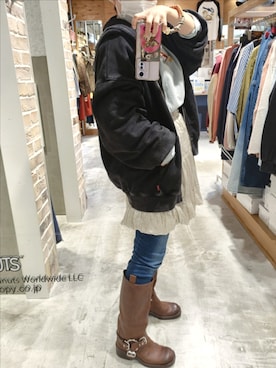 「アイテム（パーカー）」を使った、kuuさん（レディース・154cm）の秋コーディネート