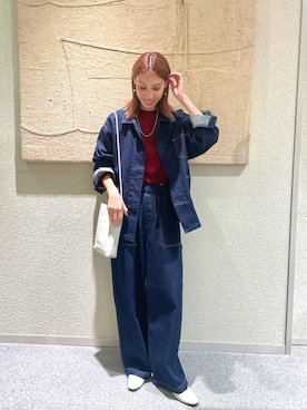 「アイテム（カバーオール）」を使った、およぴさん（レディース・164cm）の秋コーディネート