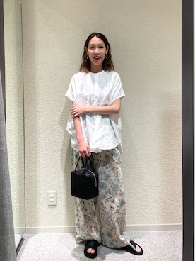 「かぐれ（カグレ）のリネンWポケットフレンチシャツ（シャツ/ブラウス、ホワイト系）」を使った、♢♦︎RINA♦︎♢さん（レディース・164cm）の夏コーディネート