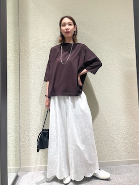 「かぐれ（カグレ）のワイド6分袖プルオーバー（Tシャツ/カットソー、ブラウン系）」を使った、♢♦︎RINA♦︎♢さん（レディース・164cm）の春コーディネート