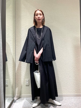 「かぐれ（カグレ）の『ユニセックス』コットンテーラードジャケット（その他アウター、ブラック系）」を使った、♢♦︎RINA♦︎♢さん（レディース・164cm）の春コーディネート