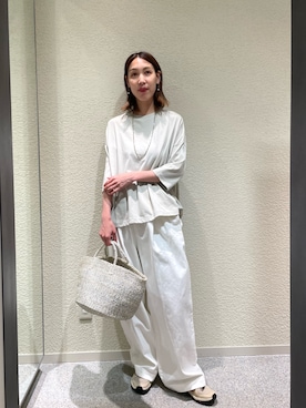 「かぐれ（カグレ）のワイド6分袖プルオーバー（Tシャツ/カットソー、グレー系）」を使った、♢♦︎RINA♦︎♢さん（レディース・164cm）の春コーディネート