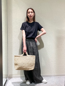 「かぐれ（カグレ）のウエストギャザーリネンパンツ（その他パンツ、ブラック系）」を使った、♢♦︎RINA♦︎♢さん（レディース・164cm）の夏コーディネート