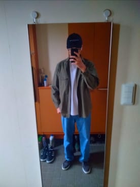 「Dickies（ディッキーズ）のアイテム（キャップ）」を使った、hashinooyayubiさん（メンズ・182cm）の秋コーディネート