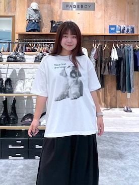 「PBLIM（ページボーイリム）の《UNISEX》シャウトアニマルT（Tシャツ/カットソー、ホワイト系）」を使った、keinnna79さん（レディース）の夏コーディネート