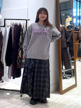 「PAGEBOY（ページボーイ）のラインフリンジティアードスカート/フリルスカート【ウエストゴム・ストレスフリー】（スカート）」を使った、keinnna79さん（レディース・160cm）の秋コーディネート