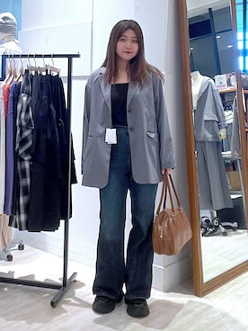 「PAGEBOY（ページボーイ）の【セットアップ対応】チェックMIXジャケット 《2サイズ展開》（テーラードジャケット）」を使った、keinnna79さん（レディース・160cm）の秋コーディネート