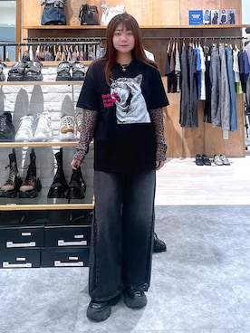 「PAGEBOY（ページボーイ）のレースキリカエデニム（デニムパンツ、ブラック系）」を使った、keinnna79さん（レディース）の夏コーディネート
